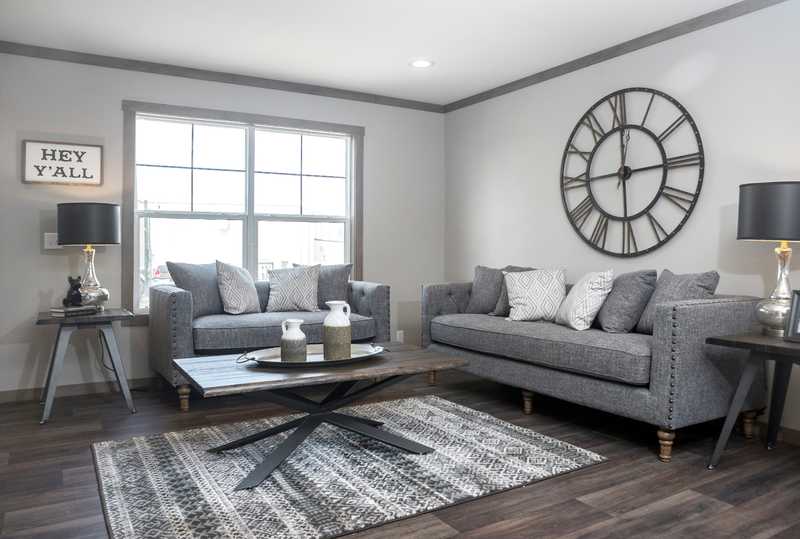 Living room photo of the couches in The Amelia home