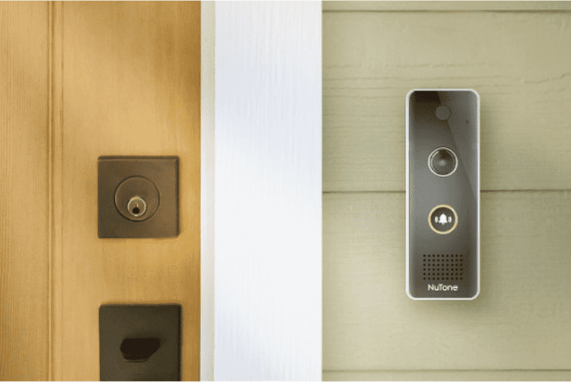 NuTone knock doorbell on wall beside door
